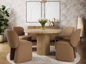 Miniaturka 3 - Zestaw nowoczesnych beżowych foteli przy okrągłym stole