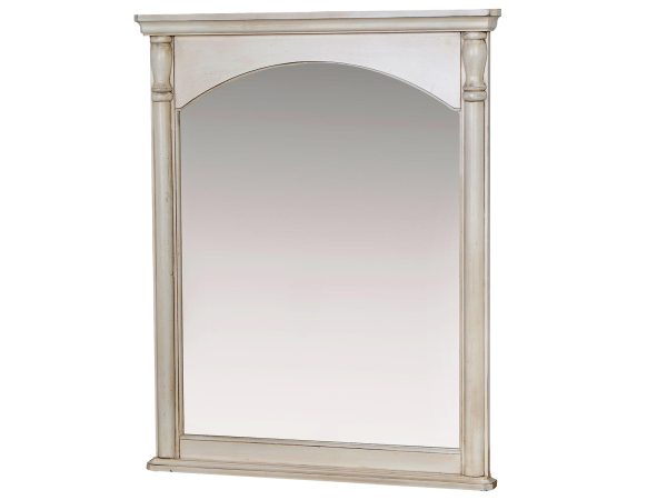 Drewniane lustro w prostokątnej ramie w stylu prowansalskim kolor biały