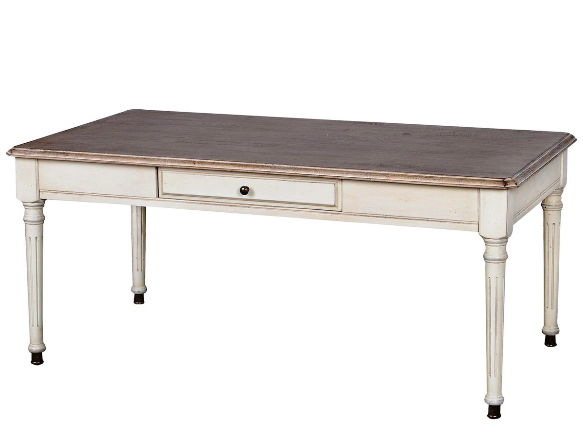 Stolik kawowy prowansalski z metalowymi nogami i jasnobrązowym blatem – Garda