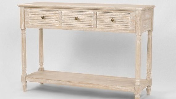 Miniaturka 1 - Konsola w stylu boho z drewnianym blatem i metalowymi uchwytami – Toscana