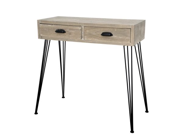 Drewniana konsola z metalowymi nogami w stylu industrialnym kolor naturalny