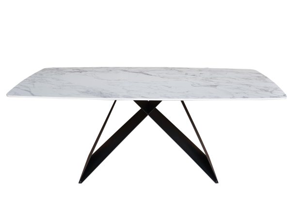 Nowoczesne stół z marmurowym blatem i czarnymi nogami, stylowe biurko nowoczesne.