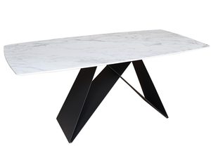 Miniaturka 2 - Stół z marmurowym blatem i czarną podstawą w stylu loftowym