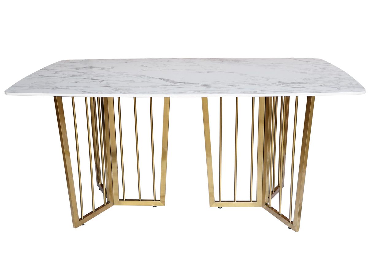 Stół 160cm ze złotymi nogami i białym blatem w kształcie litery Y – Virtus