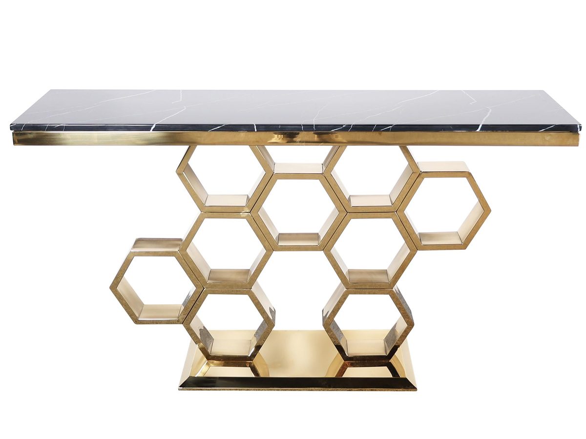 Konsola złota z podstawą w kształcie plastrów miodu – Virtus