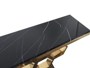 Miniaturka 2 - Detal czarnego marmurowego blatu w luksusowym wykończeniu