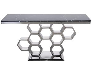 Miniaturka 1 - Geometryczna konsola z marmurem i chromowaną podstawą