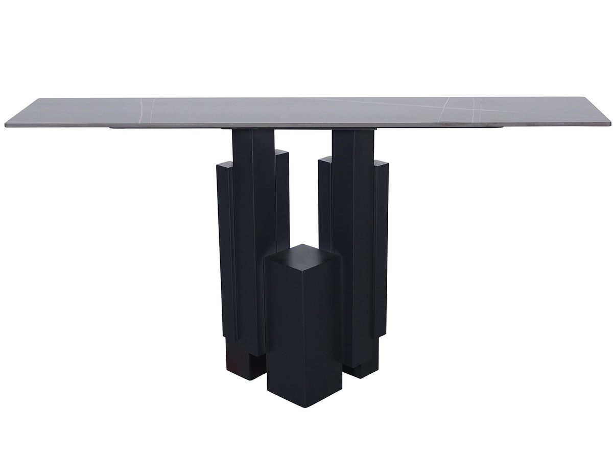 Konsola czarna z nowoczesnym geometrycznym marmur – Virtus