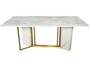 Miniaturka 1 - Nowoczesny stół z marmurowym blatem i złotymi metalowymi nogami