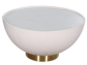 Miniaturka 1 - Designerski jasny stolik ryflowany z marmurowym blatem