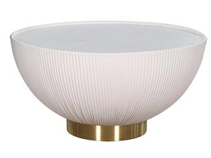 Miniaturka 2 - Okrągły stolik w kolorze kości słoniowej ze złotą podstawą glamour