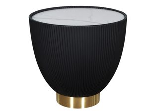 Miniaturka 1 - Nowoczesny czarny stolik z ryflowanym bokiem i białym blatem