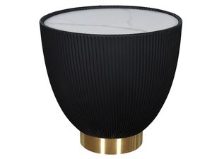 Miniaturka 2 - Czarny stolik z ryflowaną powierzchnią i złotą podstawą glamour
