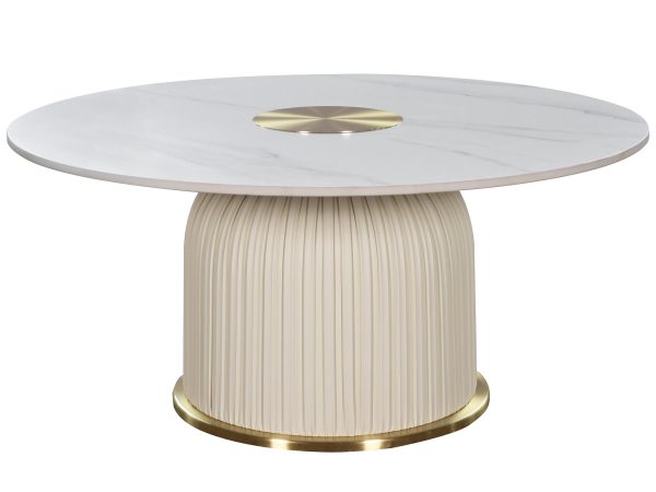 Luksusowy stolik z marmurowym blatem i ryflowaną nogą