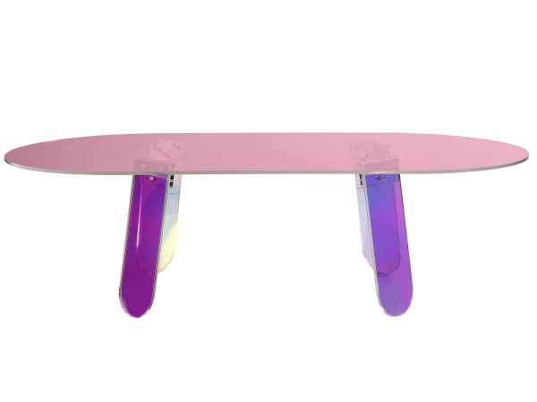 Nowoczesny stolik z barwionego szkła z efektownymi nogami