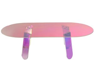 Miniaturka 1 - Designerski szklany stół z kolorową podstawą i przezroczystym blatem