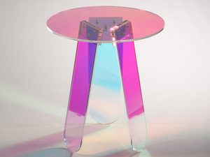 Miniaturka 3 - Designerski stolik ze szkła z refleksyjną powierzchnią i barwnym blatem