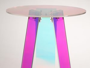 Miniaturka 2 - Designerski stolik ze szkła barwionego na różowo z okrągłym blatem