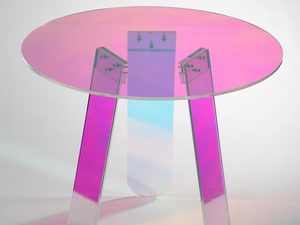 Miniaturka 2 - Designerski stolik z przezroczystego szkła i fioletowych nóg