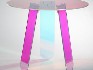 Miniaturka 3 - Kolorowy szklany stół z różowym blatem do wnętrz artystycznych