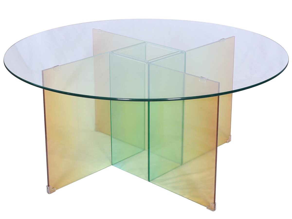 Stolik kawowy z laminowanym opalizującym szkłem zmieniający kolory – Virtus