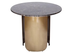 Miniaturka 1 - Okrągły stół z ciemnobrązowym marmurem i złotą podstawą