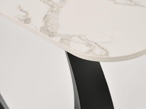 Miniaturka 2 - Owalny stół z marmurowym blatem i czarną podstawą w stylu glamour