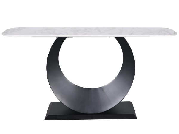 Czarny okrągły stół z marmurowym blatem w stylu nowoczesnym