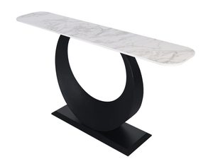 Miniaturka 4 - Luksusowy konsolowy stół z marmurowym blatem i czarną podstawą