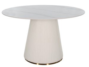 Miniaturka 4 - Stół okrągły z białym marmurowym blatem i elegancką podstawą