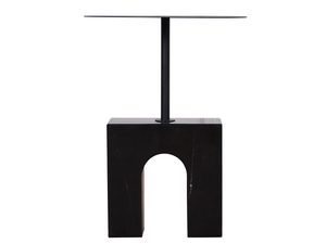 Miniaturka 2 - Designerski stolik z czarnym metalowym blatem i geometryczną nogą