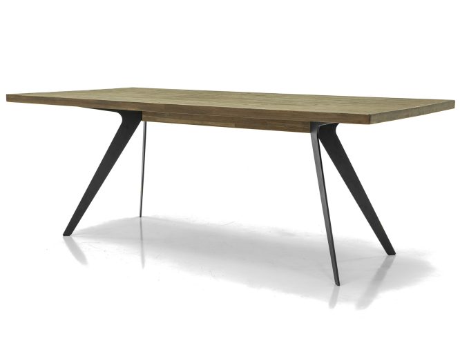 Stół drewniany modern vintage z metalowymi nogami w ciemnym graficie – Valore