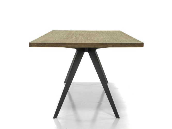 Stół drewniany modern vintage z metalowymi nogami w ciemnym graficie – Valore