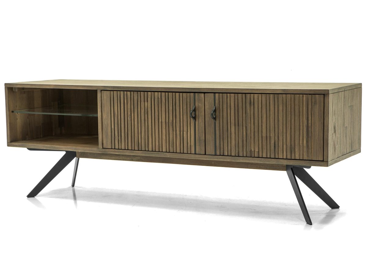 Komoda RTV modern vintage z 3D frontami i lamelami – Valore