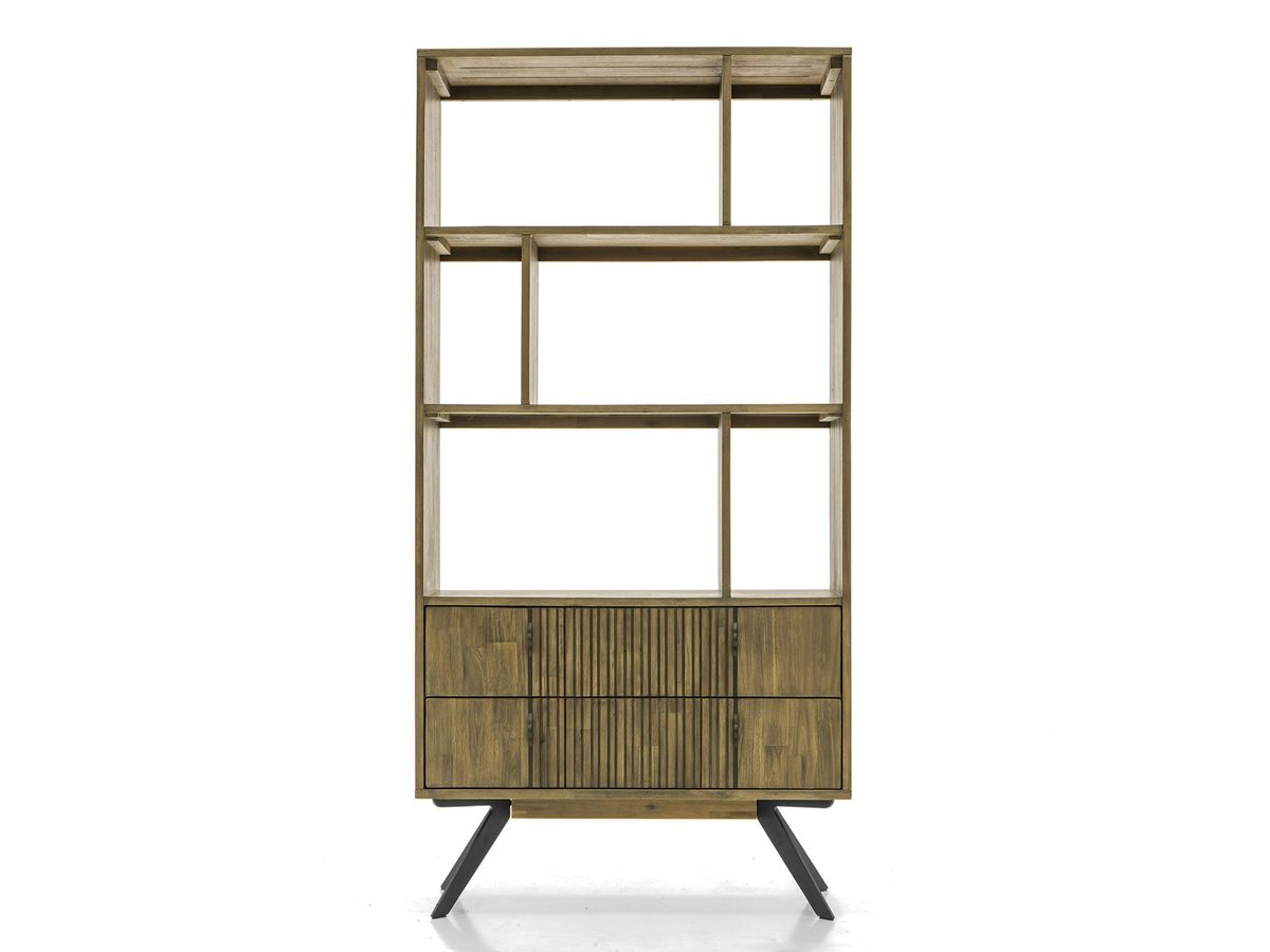 Regał modern vintage z metalowymi nogami i lamelami – Valore