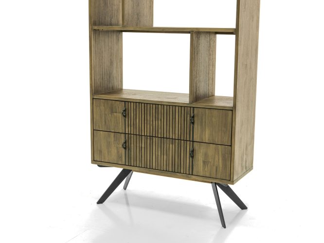 Regał modern vintage z metalowymi nogami i lamelami – Valore