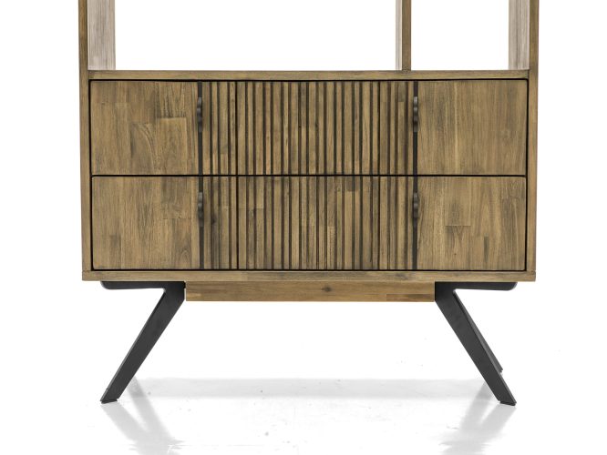 Regał modern vintage z metalowymi nogami i lamelami – Valore