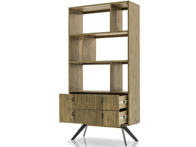Regał modern vintage z metalowymi nogami i lamelami – Valore