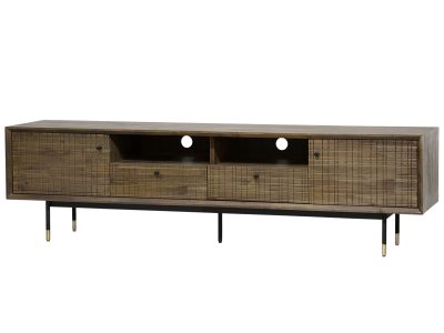 Komoda RTV retro z metalowymi nóżkami i 3D frontami – Enigma