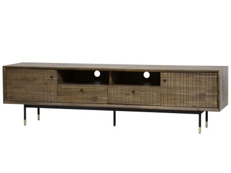 Komoda RTV retro z metalowymi nóżkami i 3D frontami – Enigma