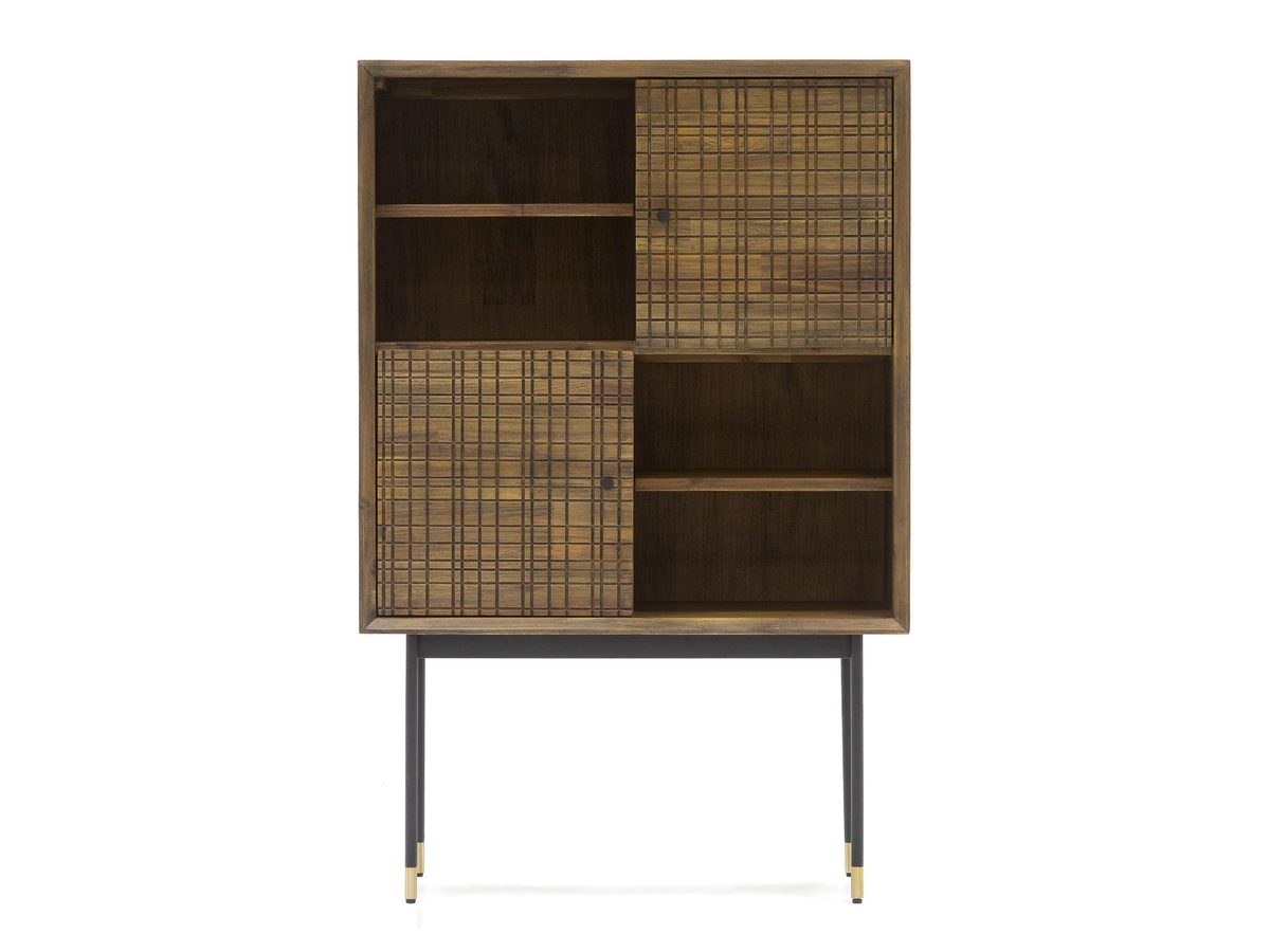 Komoda drewniana retro z 3D frontami i złotymi akcentami – Enigma