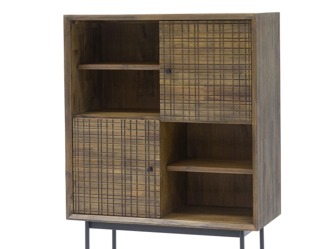 Komoda drewniana retro z 3D frontami i złotymi akcentami – Enigma