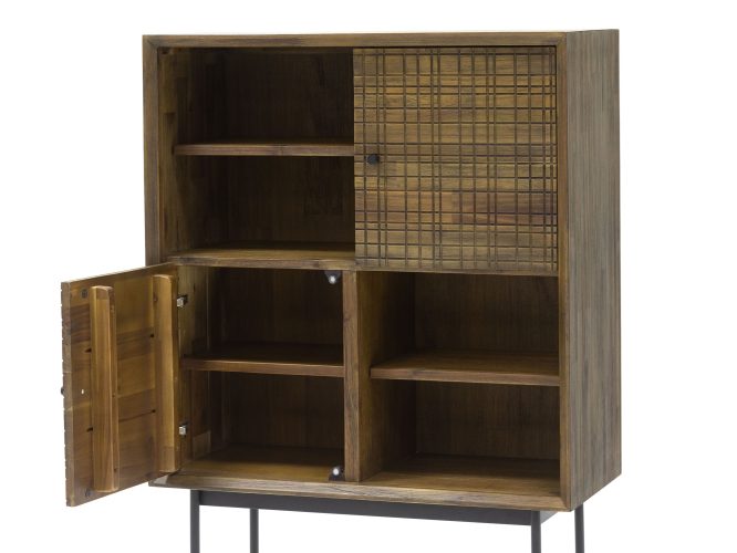 Komoda drewniana retro z 3D frontami i złotymi akcentami – Enigma