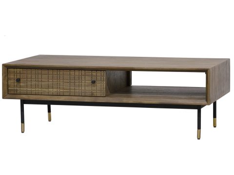 Ława drewniana w stylu retro z metalowymi nóżkami