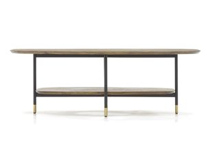 Miniaturka 3 - Klasyczny stolik kawowy z półką i złotymi nóżkami