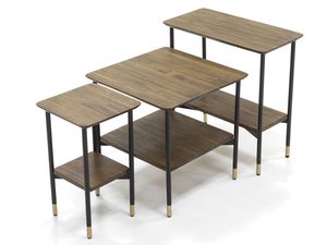 Miniaturka 3 - Zestaw trzech stolików kawowych industrialnych z drewna i metalu