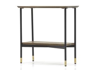 Miniaturka 1 - Konsola narożna z drewna akacji w stylu nowoczesnym z czarną podstawą