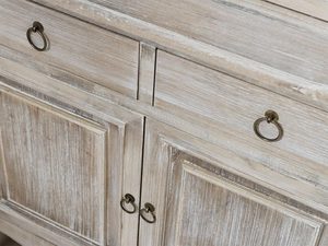 Miniaturka 2 - Detal rzeźbionych frontów drewnianej witryny w stylu rustykalnym kolor jasny brąz