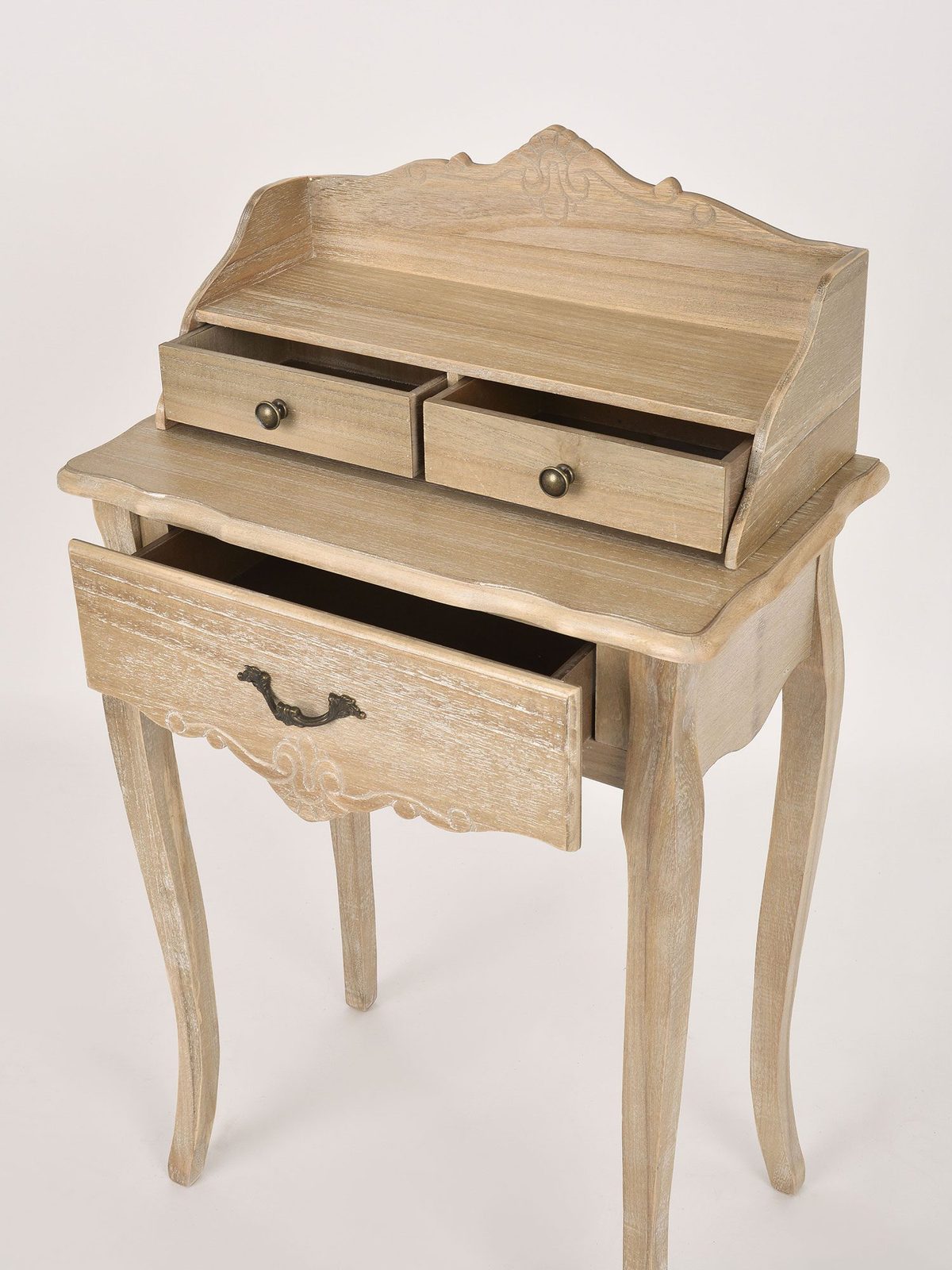 Drewniana toaletka z trzema szufladami w stylu klasycznym