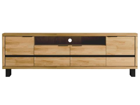 Szafka RTV z wnękami i czarnymi nogami